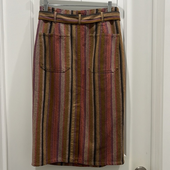 NWT The Great. Striped Cotton Knee-Length Pencil Trouser Skirt Sz 2 Medium - Picture 7 of 7